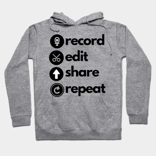 Podcast Editor - record, edit, share, repeat Hoodie by True Media Solutions